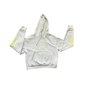 Vans Off The Wall Hoodie Cream Neon Yellow Logo Sweatshirt Women Medium (0914)